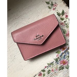 COACH Pink Leather Compact Card/Coin Purse Wallet